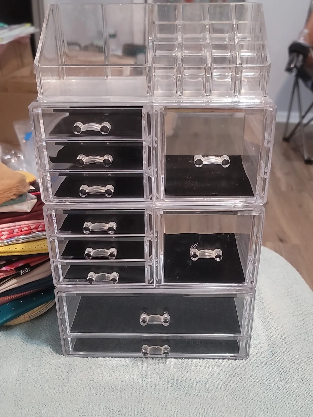 Clear Acrylic Makeup Organizer - Clear With Black Cloth To Protect Your Items